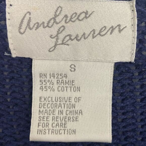 Andrea Lauren Vintage Cardigan Folklore Embroidered Chunky Knit Women’s S Ramie - Picture 3 of 14